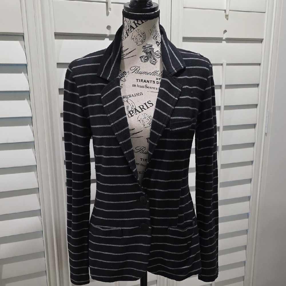 Tart Black and White Striped Blazer